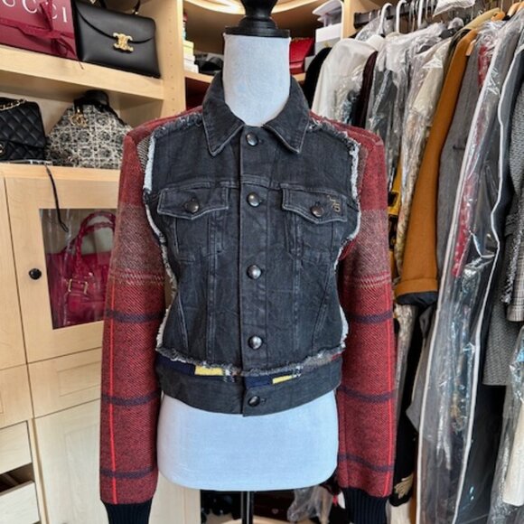 Sonia Rykiel Plaid Print Denim Jacket Size M - Picture 4 of 7